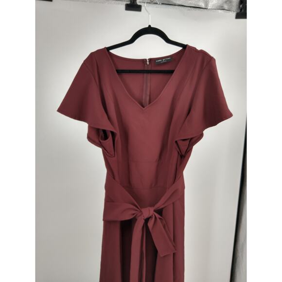 Lane Bryant Lena Dress Plus 20 V-Neck High Low Midi Short Flutter Sleeve Wine - Picture 4 of 10